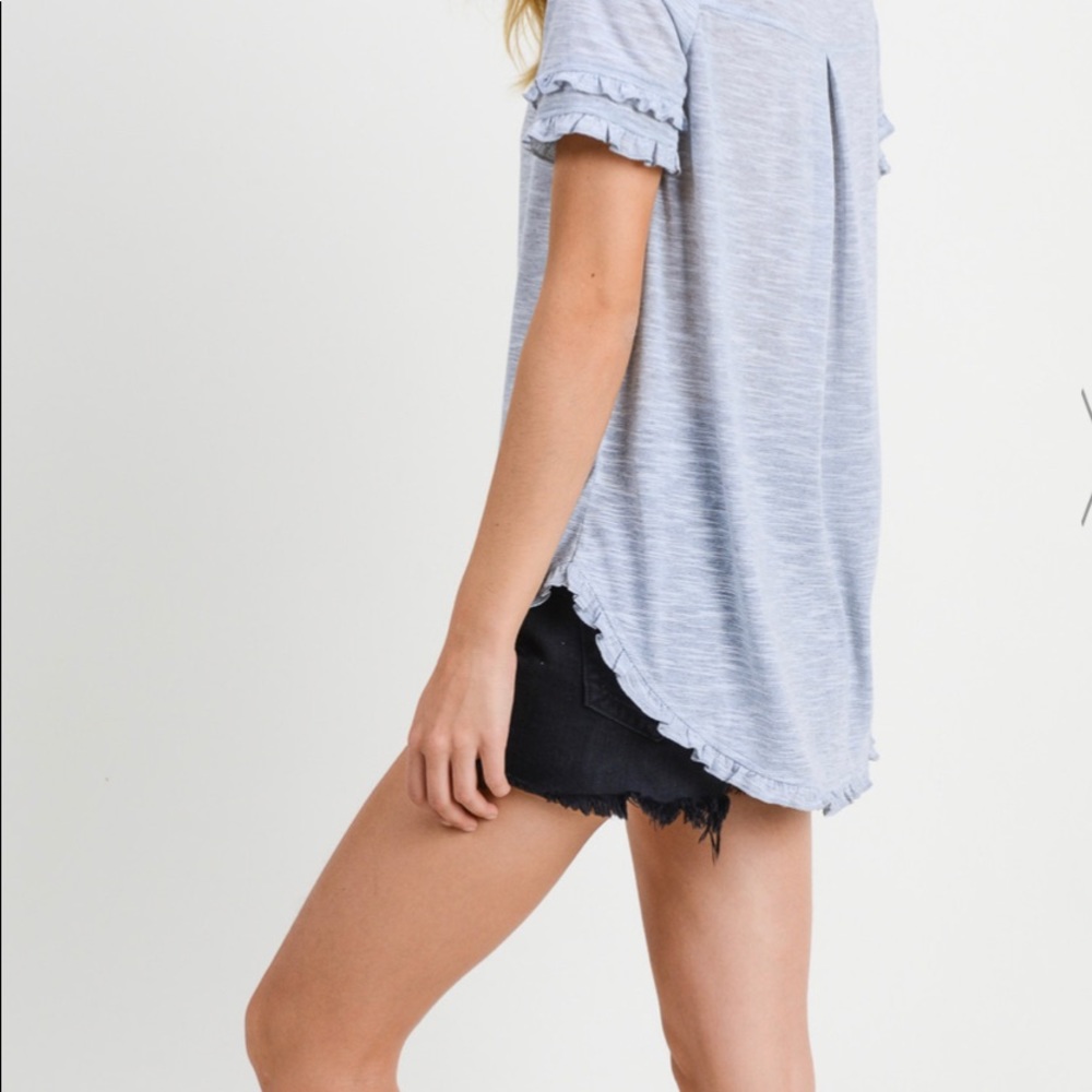 Grey ruffle tee